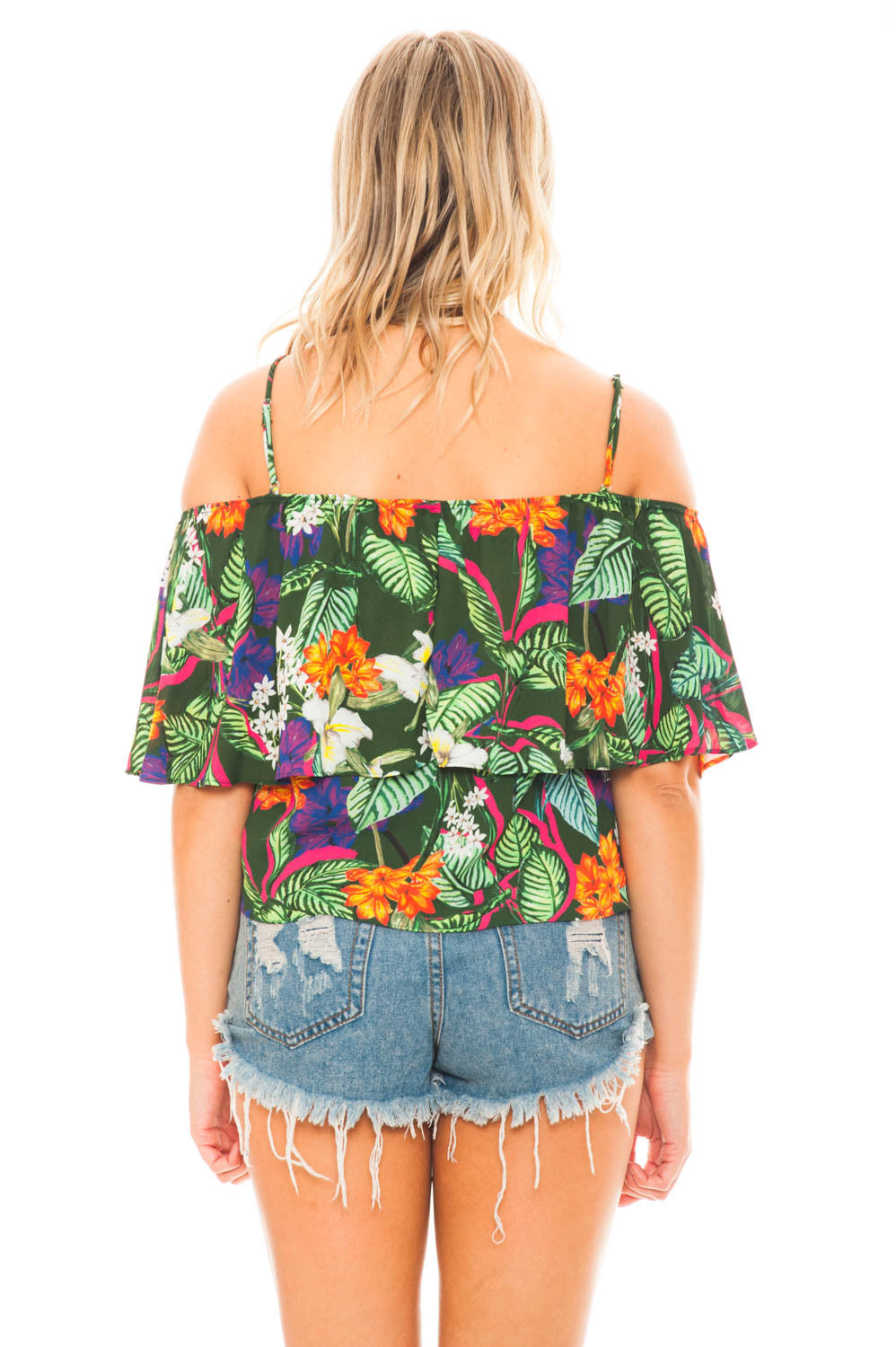 Shirt - Tropical Off Shoulder Top by Everly