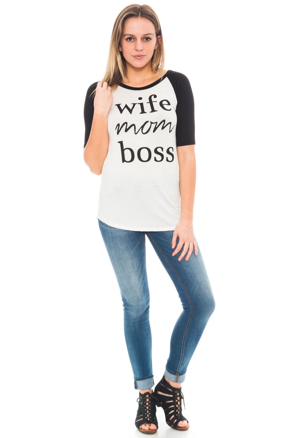 Tee - Wife Mom Boss Raglan Top