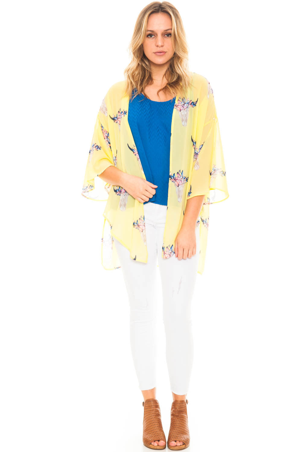 Kimono - Flowy Printed Kimono with a Flared Sleeve