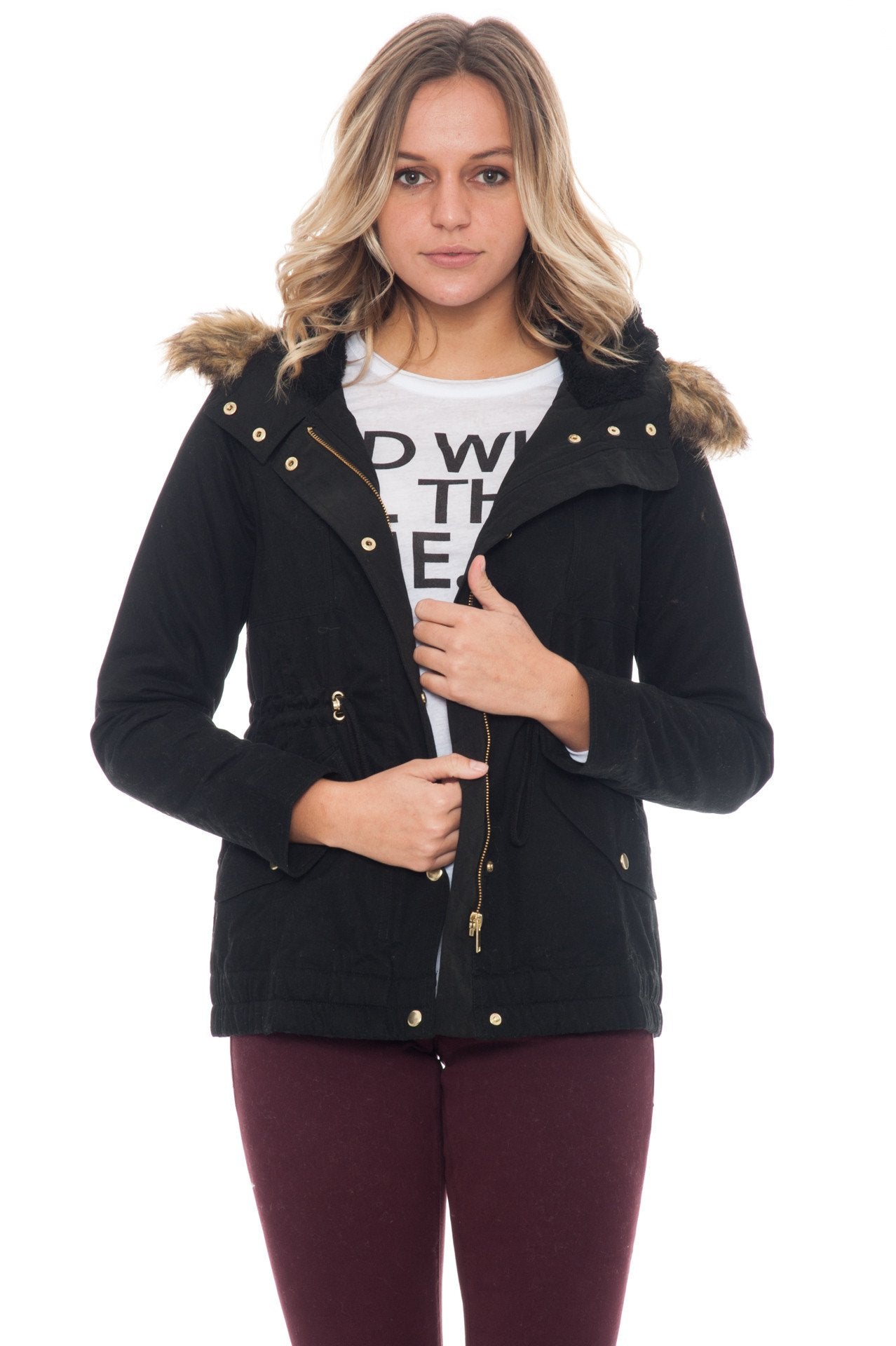 Jacket - Double Lined with Fur Hood and Full Length Zipper (Final Sale)