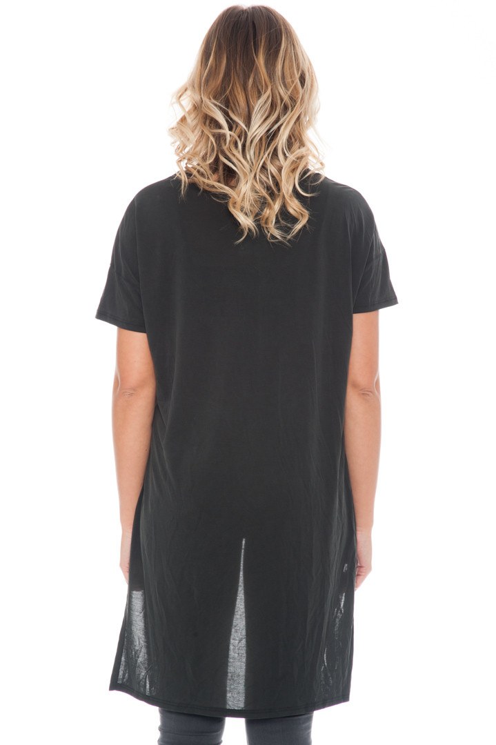 Shirt - Extreme High Low Tee with Side Slits By Paper Crane