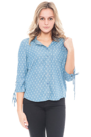 Shirt - 3/4 Sleeve High Low Button Up By Paper Crane