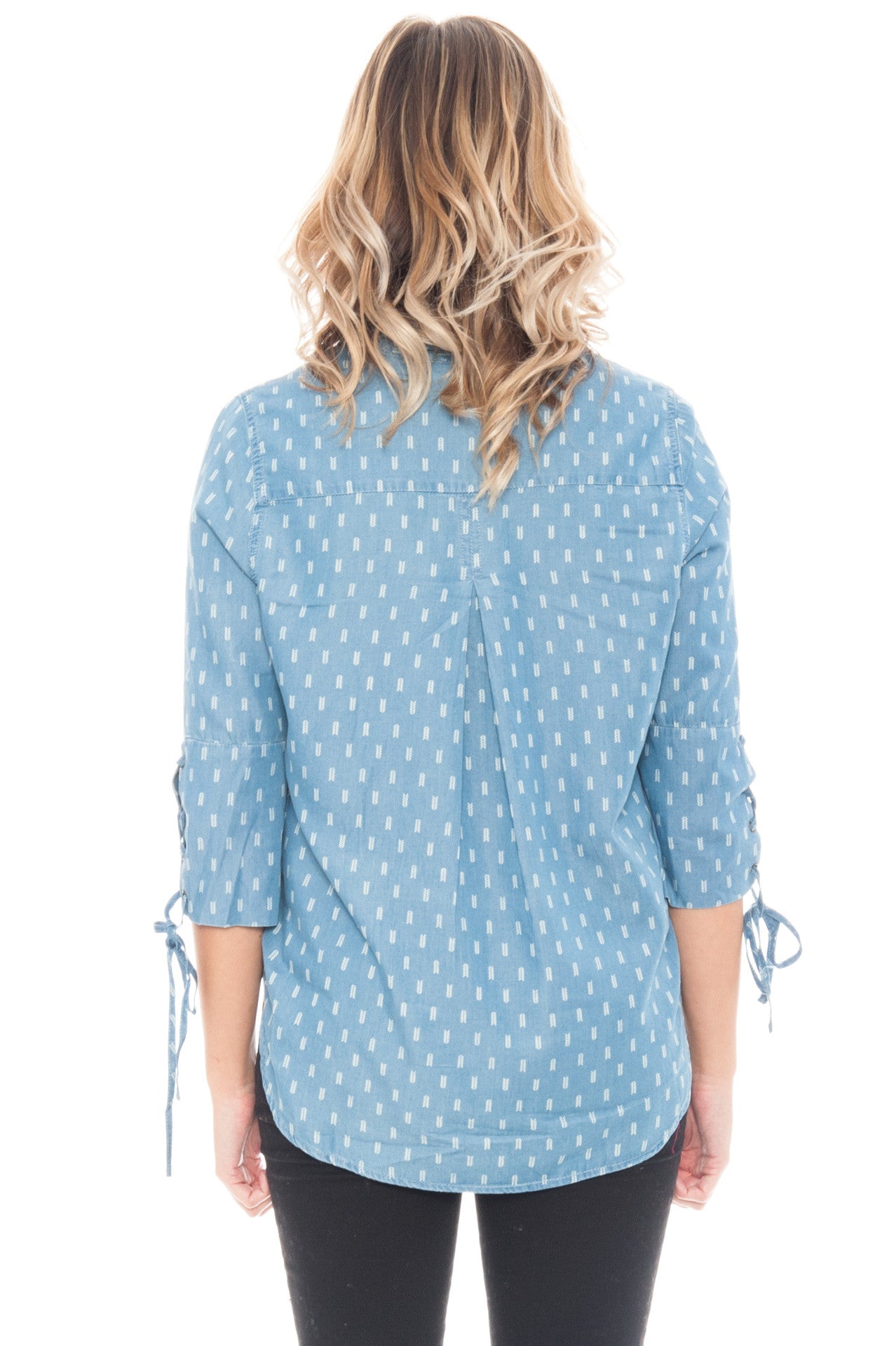 Shirt - 3/4 Sleeve High Low Button Up By Paper Crane