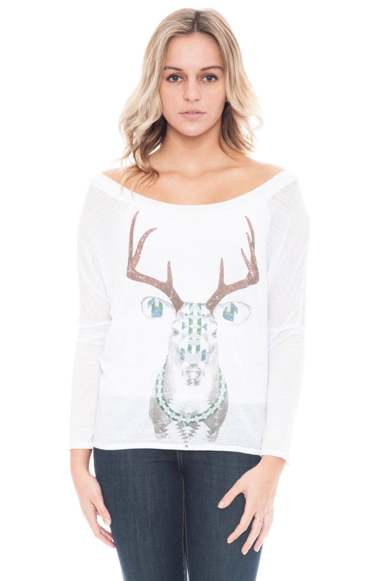 Shirt - Semi Sheer Painted Deer Top by Chaser