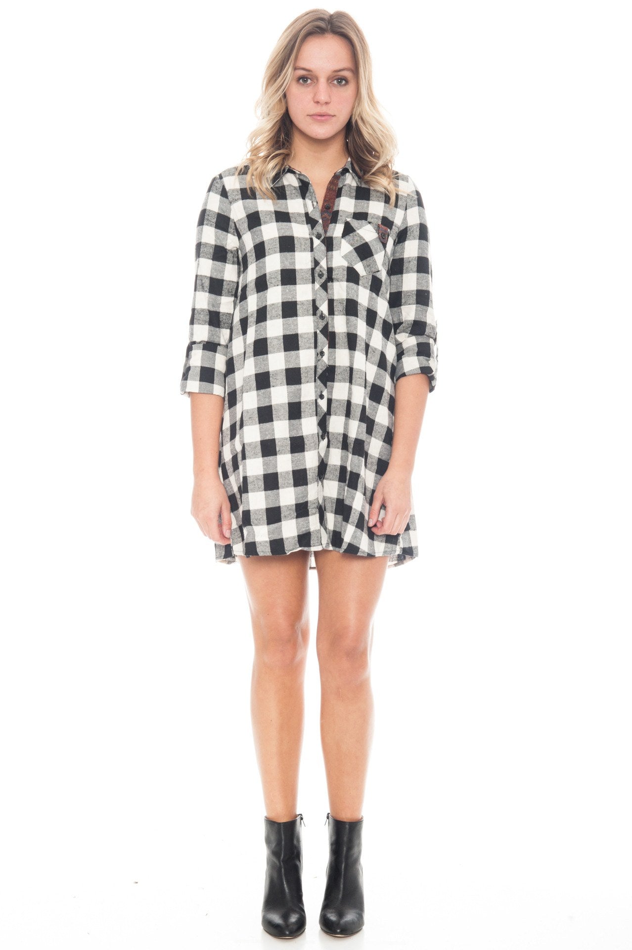 Dress - Plaid Button Down