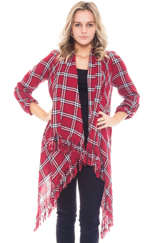 Cardi - Plaid Roll Up Sleeve