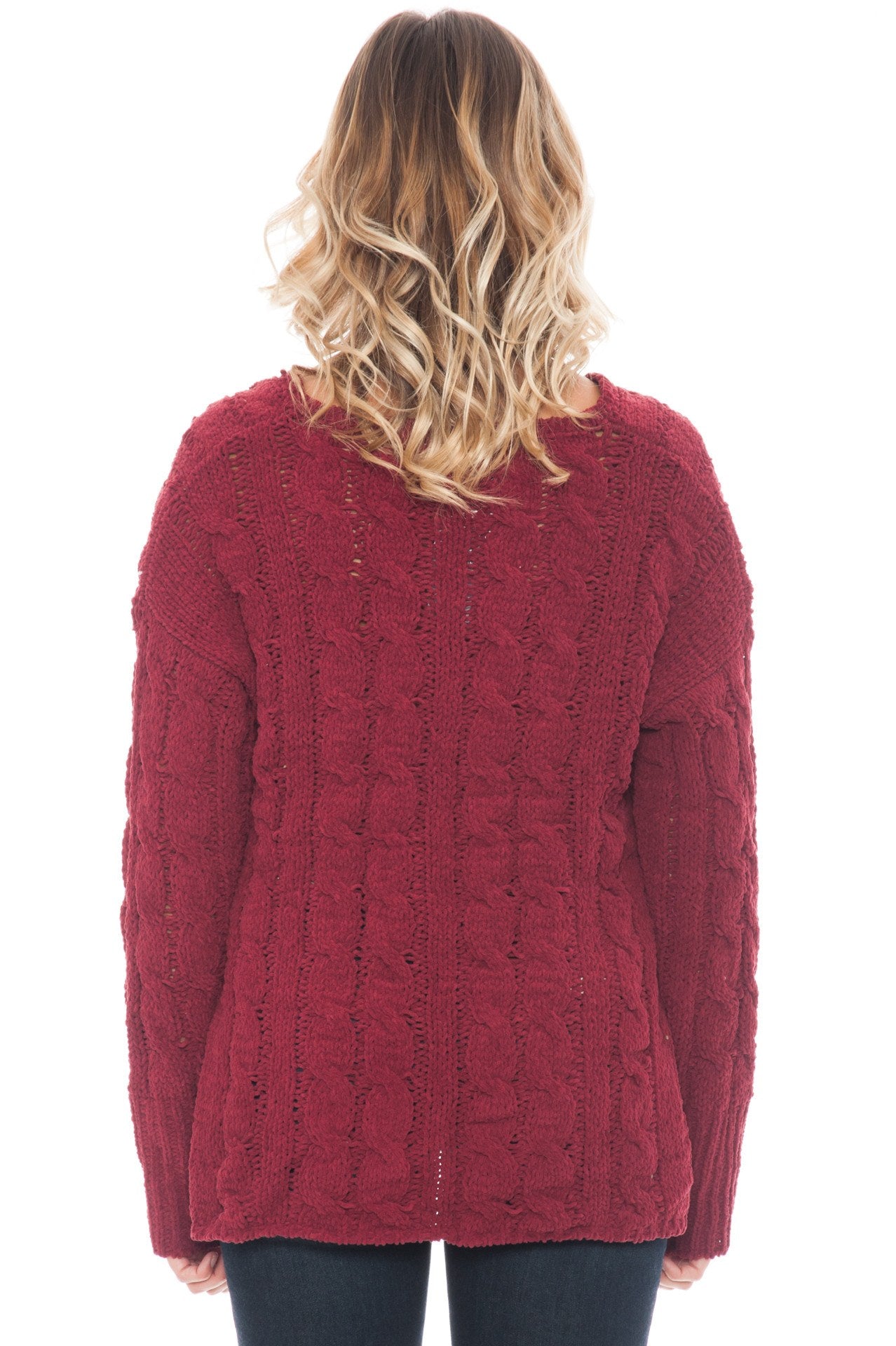 Sweater - Side Slit Cable Knit Top by Paper Crane