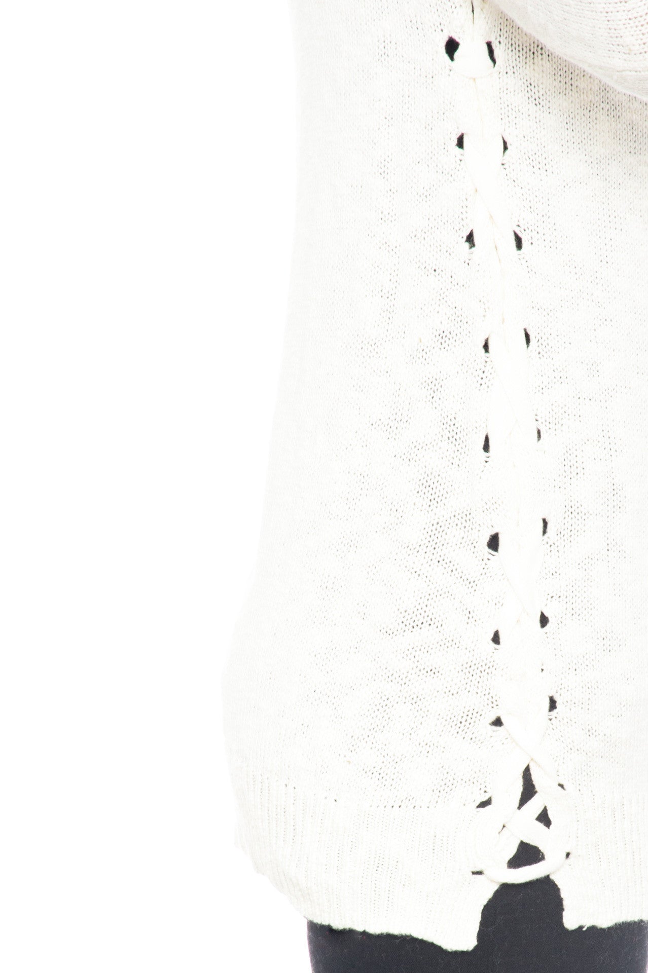 Sweater - Side Lace Up Knit Top