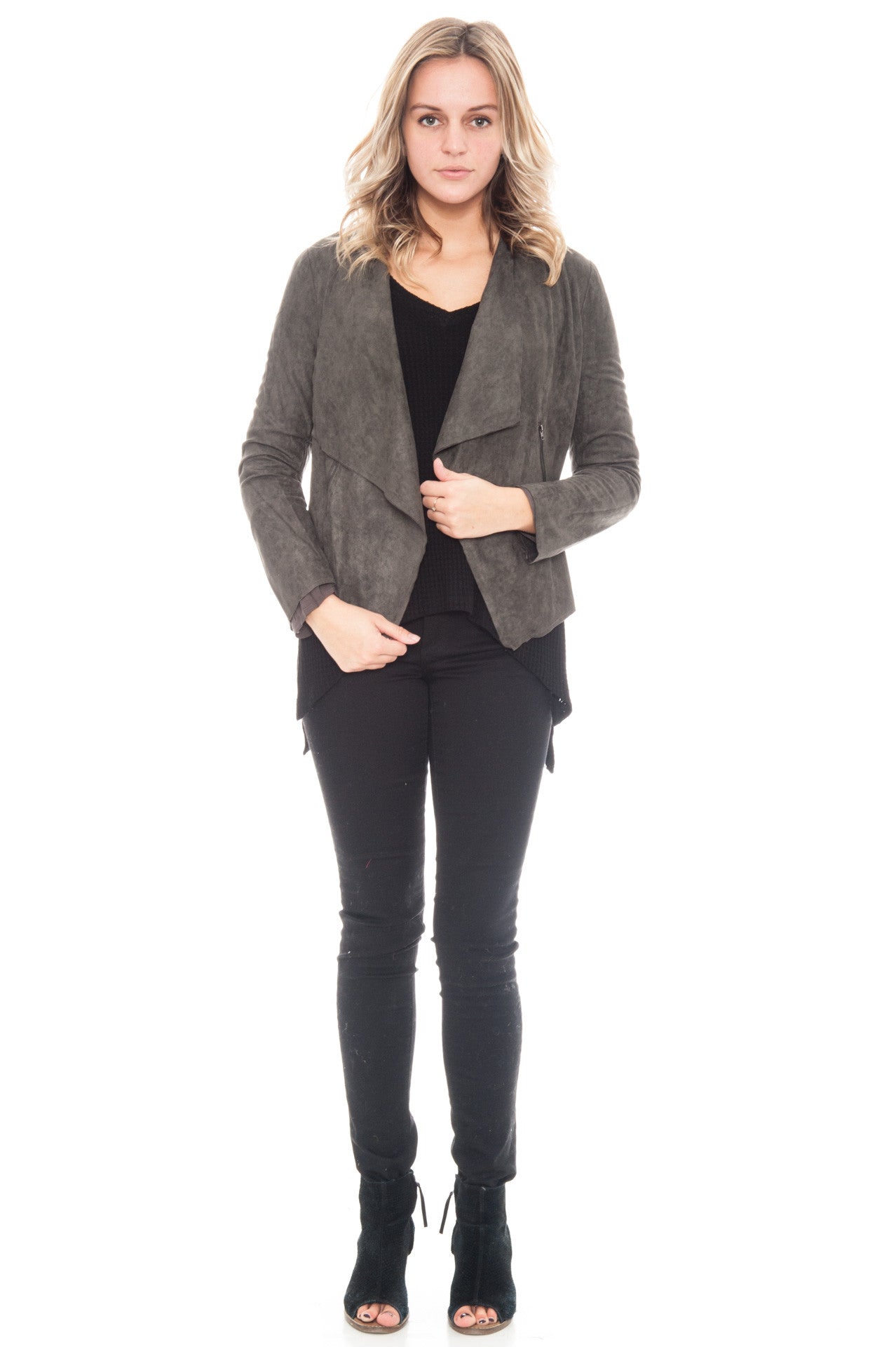 Jacket - Suede Open Front By Lush