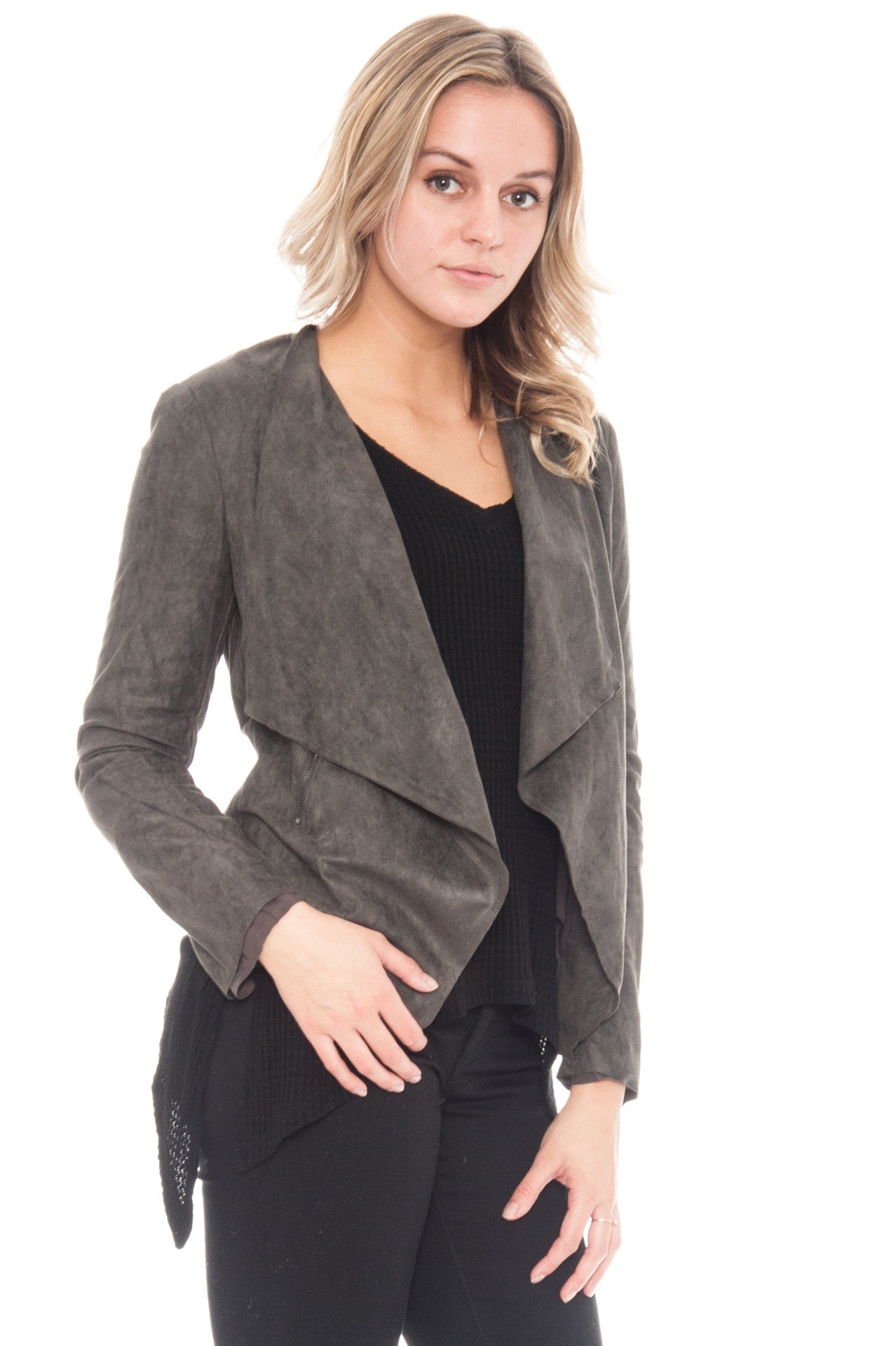 Jacket - Suede Open Front By Lush